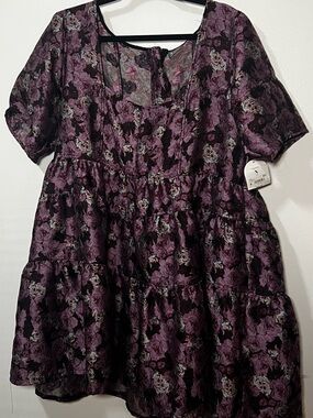 ARULA Purple Floral Tiered Dress